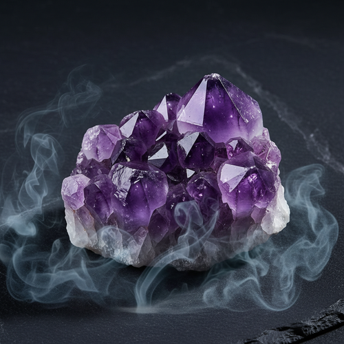 Raw amethyst crystal cluster